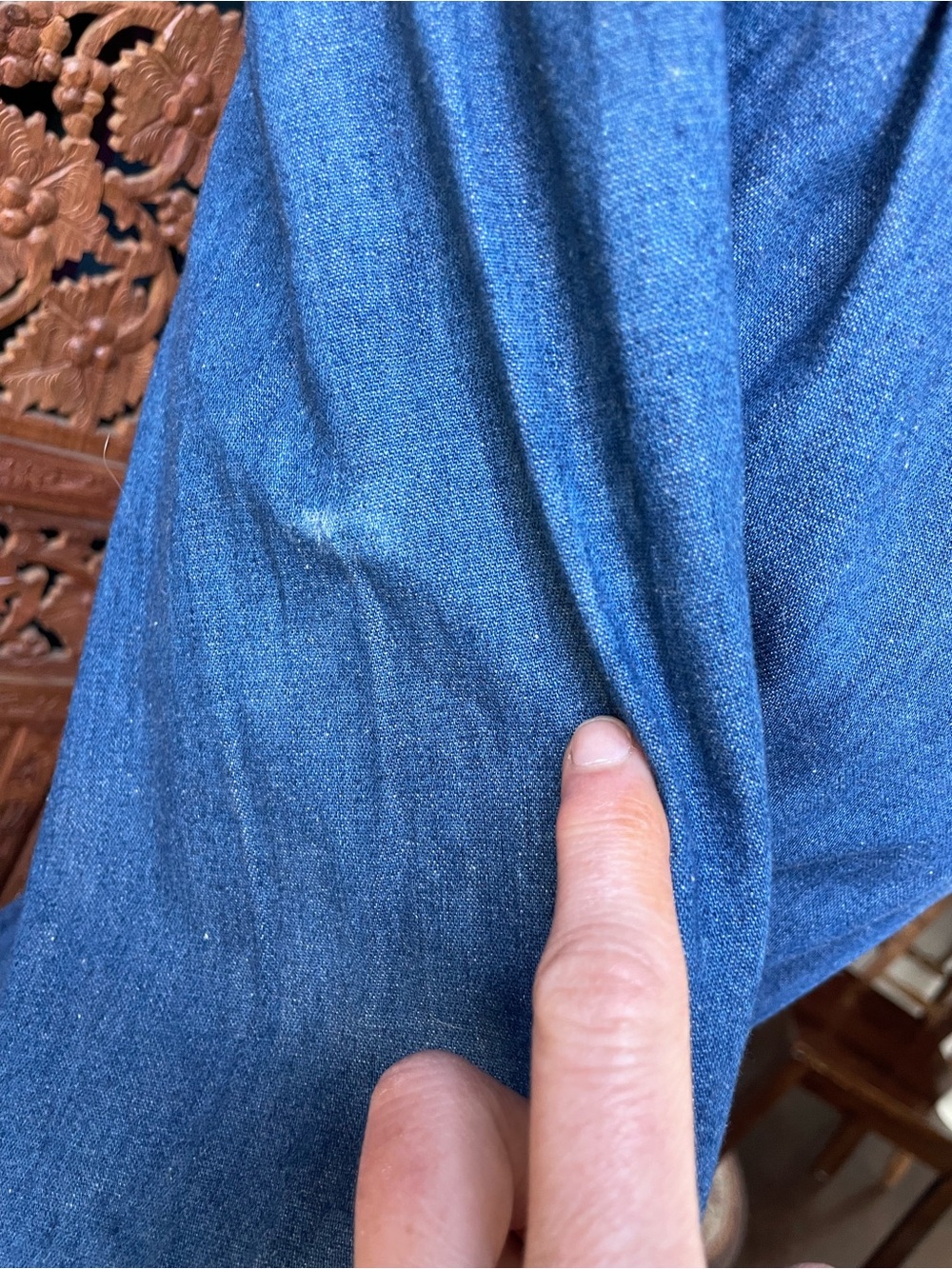 American Vintage Western Denim Jean Button-Front Midi Maxi Dress - Picture 11 of 16